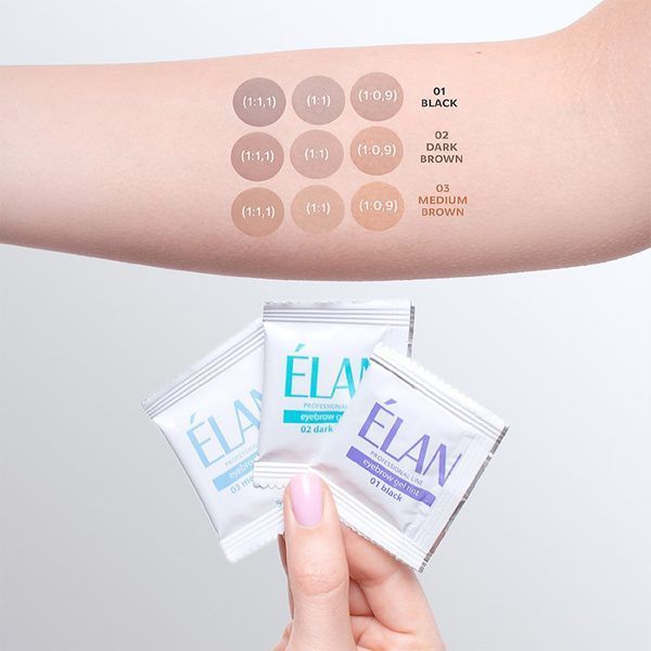 Фарба для брів в&nbsp;саше з окислювачем, ELAN Eyebrow Gel Tint, №01, Black&nbsp;(чорний), 5 мл 100201 фото
