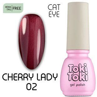 Гель-лак для нігтів з ефектом котячого ока, Toki-Toki Cherry Lady, №CL02, колір: вишневий з перламутром, 5 мл 2002CL02 фото